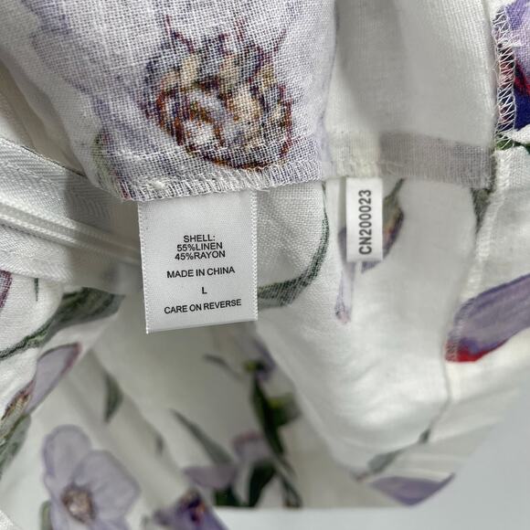 GABRIELLE UNION Balee Tank Size Large Split Hem Linen Blend Floral Summer NWT - Picture 13 of 14